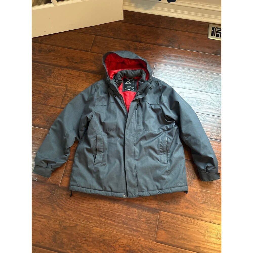 ARCTIX Men’s XXL Winter Jacket Gray Red Insulated Hooded Waterproof Ski Snow